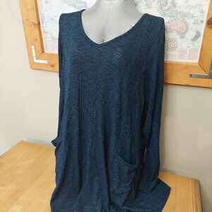 Pennington's DC Jeans Long Sleeve V Neck Tunic Top with front pockets Size 3X
